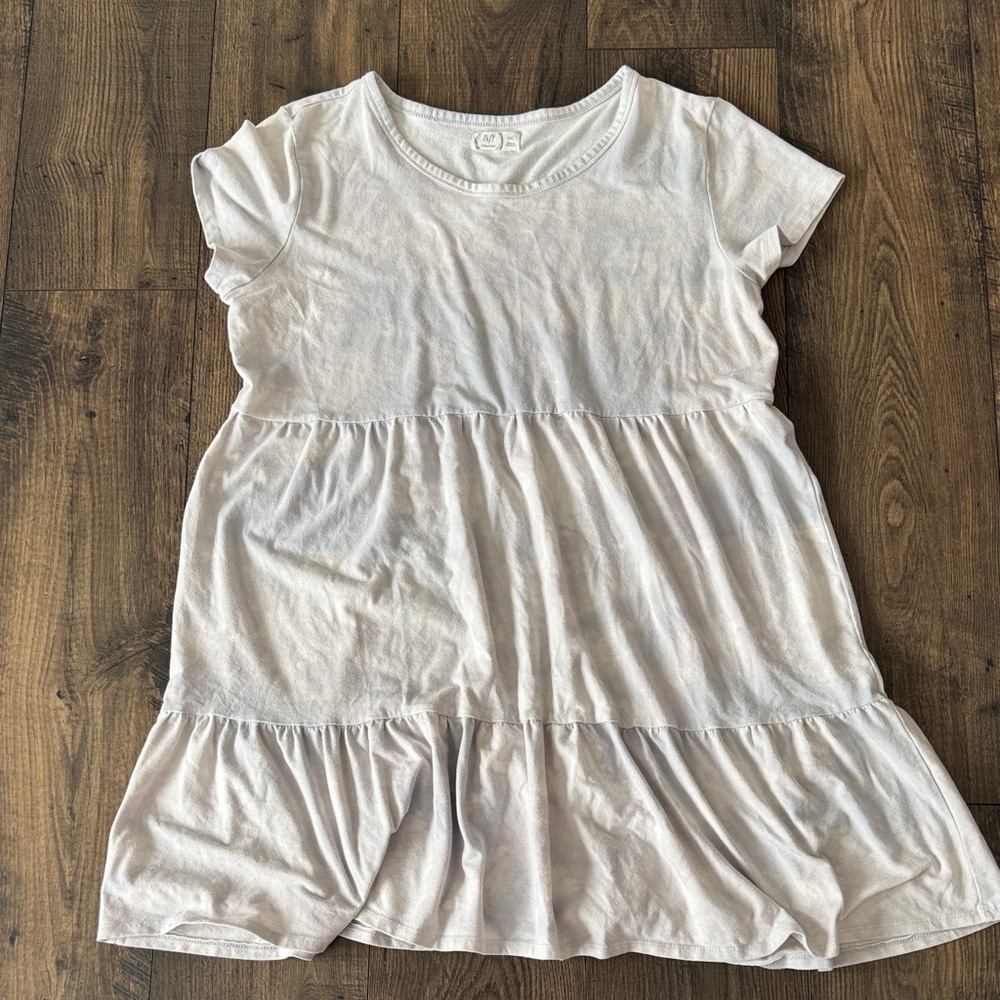 Maurices Ivory Short Sleeve Tiered Babydoll Dress